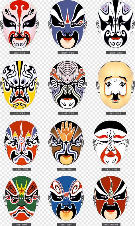 Twelve face masks, China Chinese opera Peking opera Mask Meaning, Peking Opera, drama, beijing ...