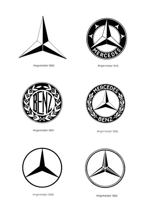 four different mercedes emblems are shown in black and white