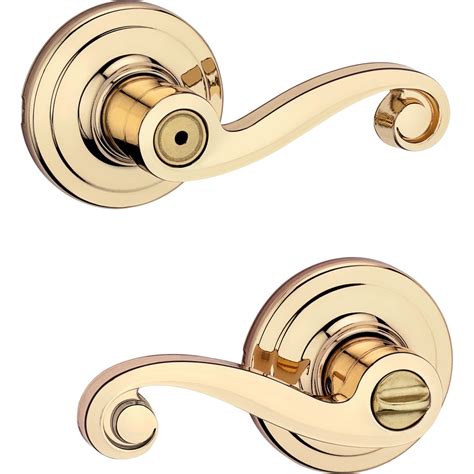 Shop Kwikset Lido Polished Brass Universal Turn Lock Privacy Door Lever ...