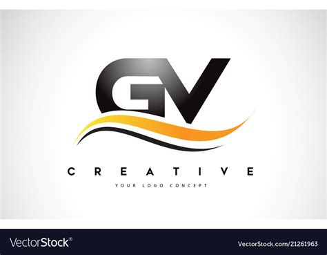 Gv g v swoosh letter logo design with modern Vector Image