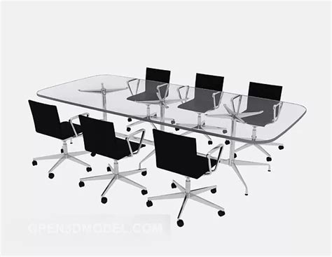 Glass Conference Table And Chair Modern Free 3d Model - .Max - Open3dModel