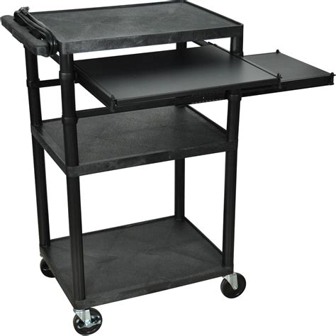 Luxor 3-Shelf A/V Cart with Electric and Pullout Shelves, Black - Walmart.com - Walmart.com