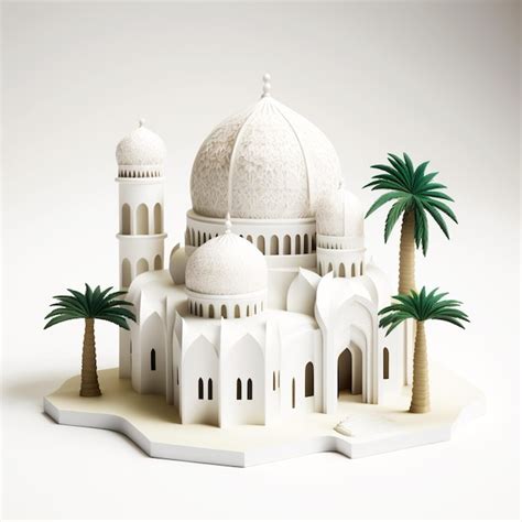 Premium AI Image | A paper model of a mosque with palm trees in the ...