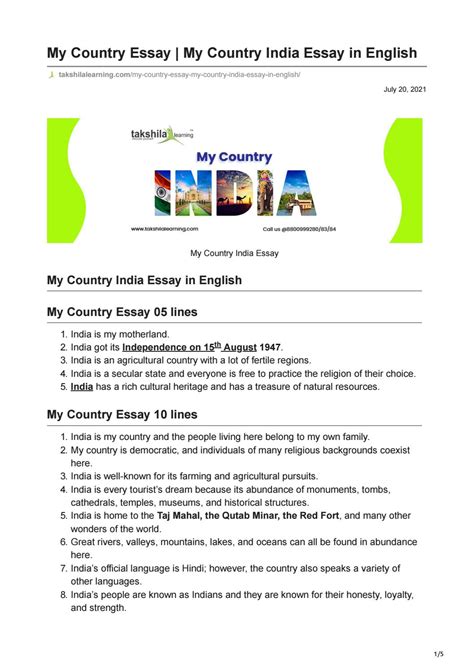 My Country Essay | My Country India Essay in English by Online_Education - Issuu