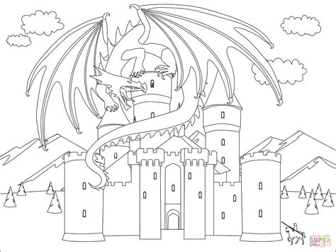 Dragon Castle Coloring Page