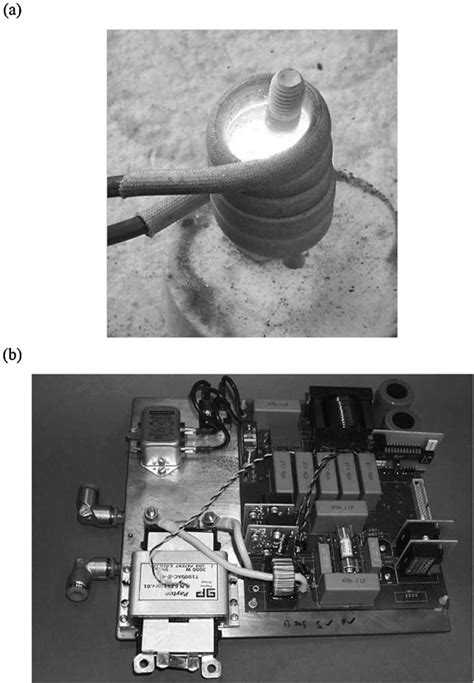 Prototype induction heating system (a) application heating a bolt to ...