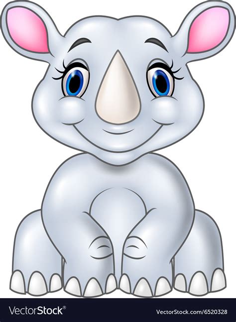 Cartoon baby rhino sitting isolated Royalty Free Vector