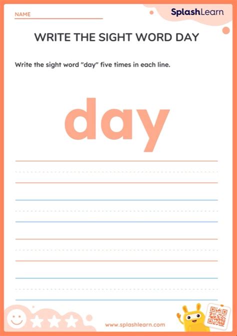 Write the Sight Word Day — Printable ELA Worksheet