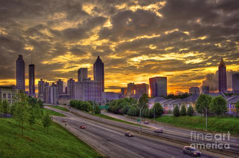 Atlanta Sunset Skyline Photograph by Reid Callaway