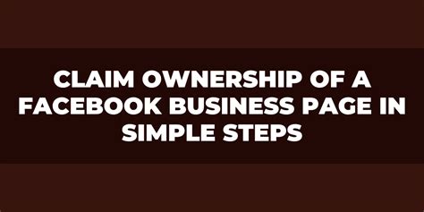 How to Claim Ownership of a Facebook Business Page in Simple Steps ...