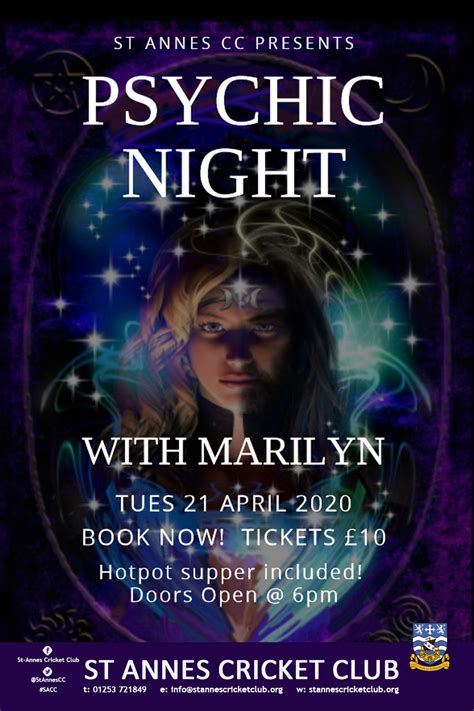 Psychic Night & Hot Pot Supper with Marilyn - Tues 21 Apr 2020 - St ...