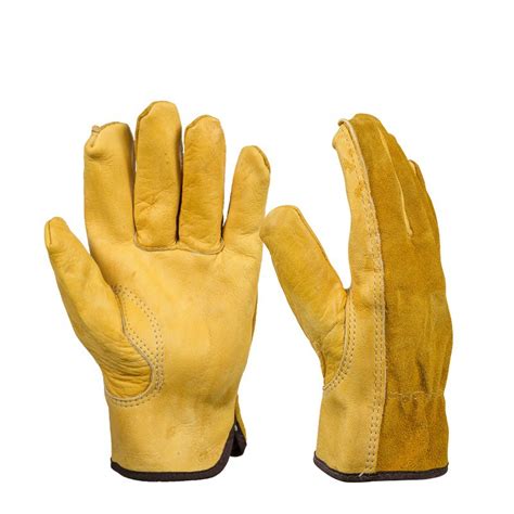 1Pair Leather Gloves Working Protection Gloves Security Garden Labor ...