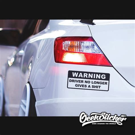 Warning Funny Bumper Sticker Waterproof Reflective Universal Vinyl Car Sticker Car Warning Decal ...