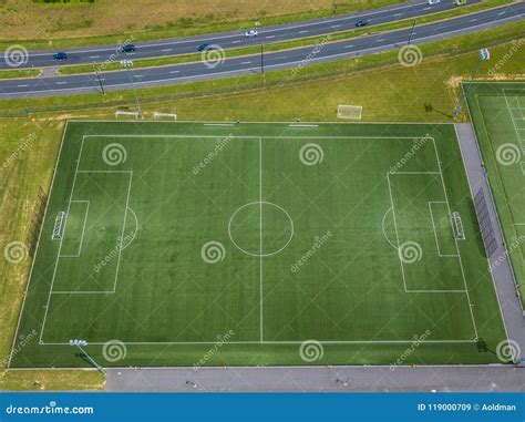 Aerial View of Football Field Stock Image - Image of pitch, color ...