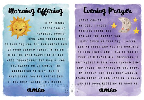 Children's Morning Offering & Evening Prayer Print Set | Etsy