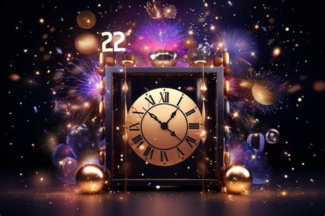 Premium Photo | Midnight countdown clock surrounded by festive New 00438 03