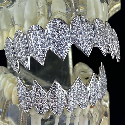 Silver Shark Teeth CZ Iced Grillz Set | Silver shark, Grillz, Diamond grillz