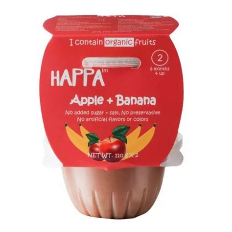 Happa baby food Organic Apple And Banana Puree, Packaging Type: Plastic ...