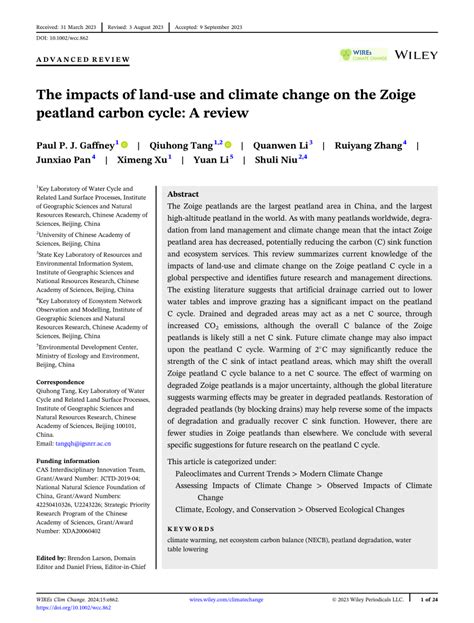 The impacts of land‐use and climate change on the Zoige peatland carbon ...