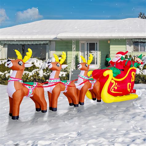 GOOSH Christmas Inflatable Santa Sleigh Inflatable Santa Sleigh Outdoor Christmas Decorations ...