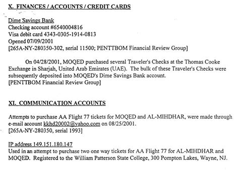 FBI Summary About Alleged Flight 77 Hijacker Majed Moqed (Passports, ID ...