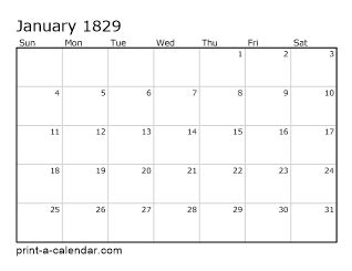 Download 1829 Printable Calendars