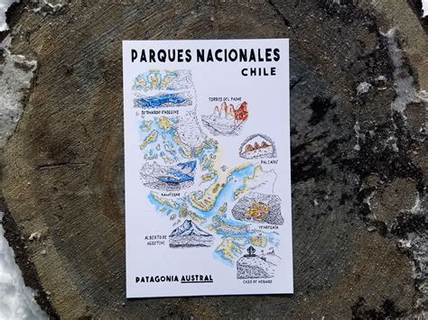 National Parks of Patagonia Austral Map Poster | Chile