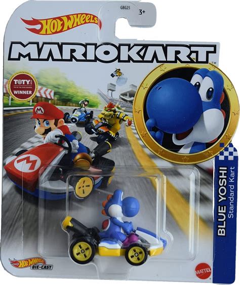 Amazon.com: Hot Wheels Mario Kart Blue Yoshi Standard Kart : Toys & Games