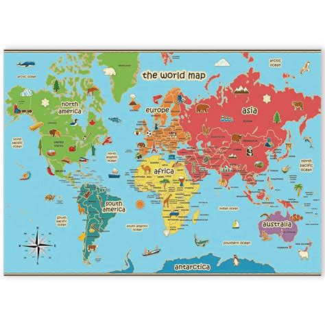 Printable World Map With Continents For Kids