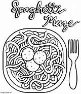 Pasta Spaghetti And Meatballs coloring Page sketch template