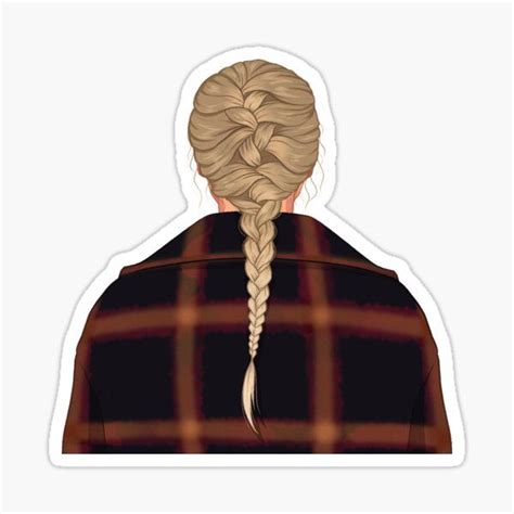 the back of a woman's head with braids in her hair sticker