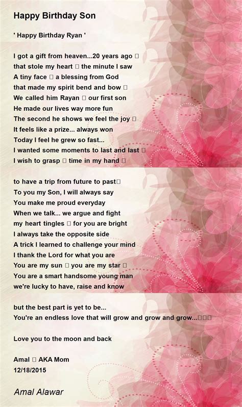 Son Birthday Poems From Mom - Heddie Petronella