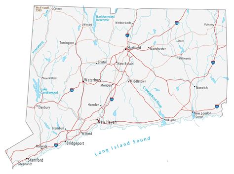 Map of Connecticut - Cities and Roads - GIS Geography