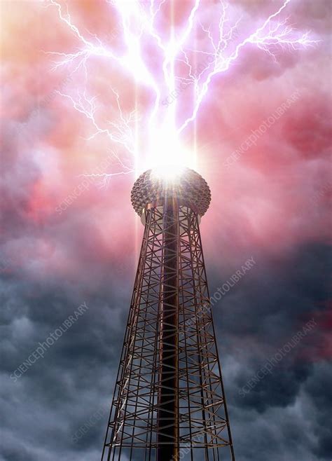 Tesla's Wardenclyffe Tower laboratory, illustration - Stock Image - F032/1435 - Science Photo ...