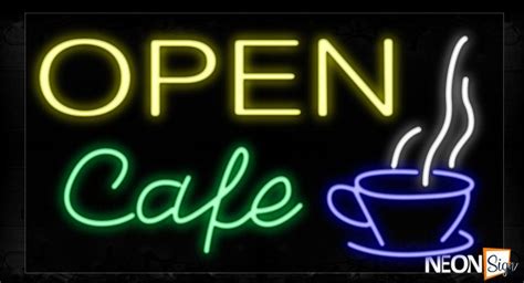 Open Cafe With Cup Logo Neon Sign - NeonSign.com