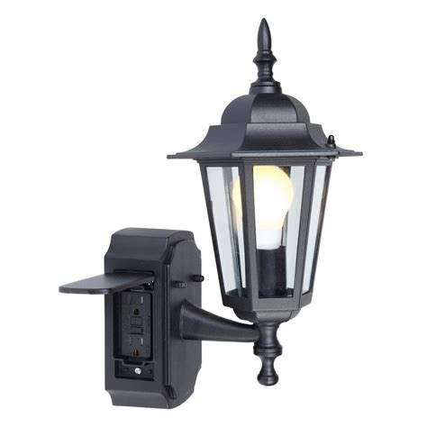 Shop Portfolio GFCI 15.75-in H Black Outdoor Wall Light at Lowes.com