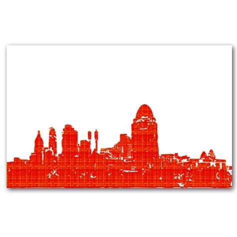 Cincinnati Oh skyline Silhouette Fine Art Print Modern