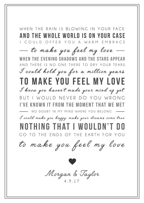 Adele 'make You Feel My Love' Song Lyrics Print - Etsy UK