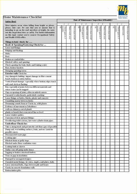 Free Property Management Maintenance Checklist Template Of Home ...