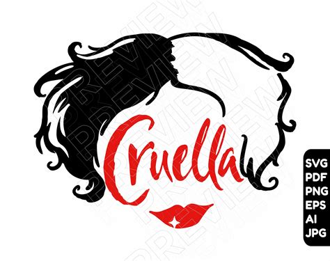 Cruella SVG Design Png Cut File Layered by Color - Etsy Denmark