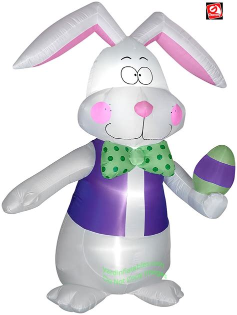 7' Gemmy Airblown Inflatable Easter Bunny W/ Bowtie and Easter Egg