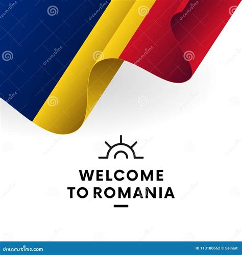 Welcome To Romania. Romania Flag. Patriotic Design. Vector Illustration ...