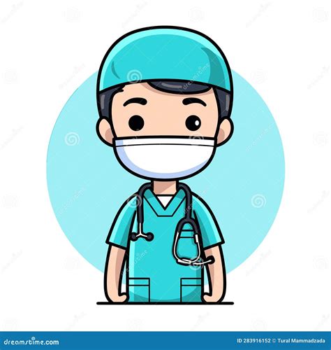 Vector of a Cartoon Character Wearing a Surgical Mask for Protection Stock Vector - Illustration ...