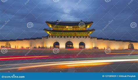 Gyeongbokgung Palace at Night Editorial Stock Image - Image of road ...