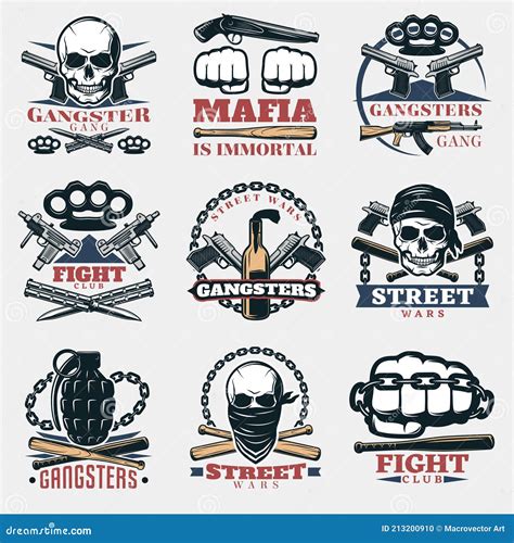 Mafia Fight Emblems in Color Stock Vector - Illustration of graphic ...