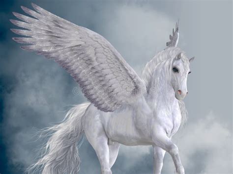 Marvelous White Pegasus stock illustration. Illustration of horse - 182520523