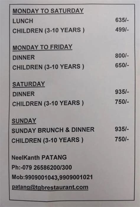 Menu of Neelkanth Patang - The Revolving Restaurant, Ashram Road, Ahmedabad | November 2023