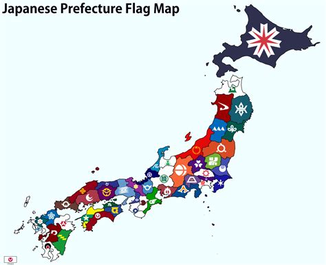 Japanese Prefecture Flag Map : r/MapPorn