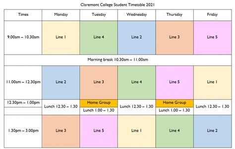 Student Timetable – Claremont College