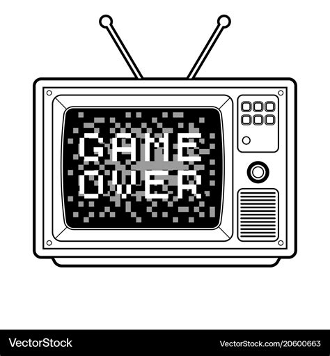 Game over on tv coloring book Royalty Free Vector Image